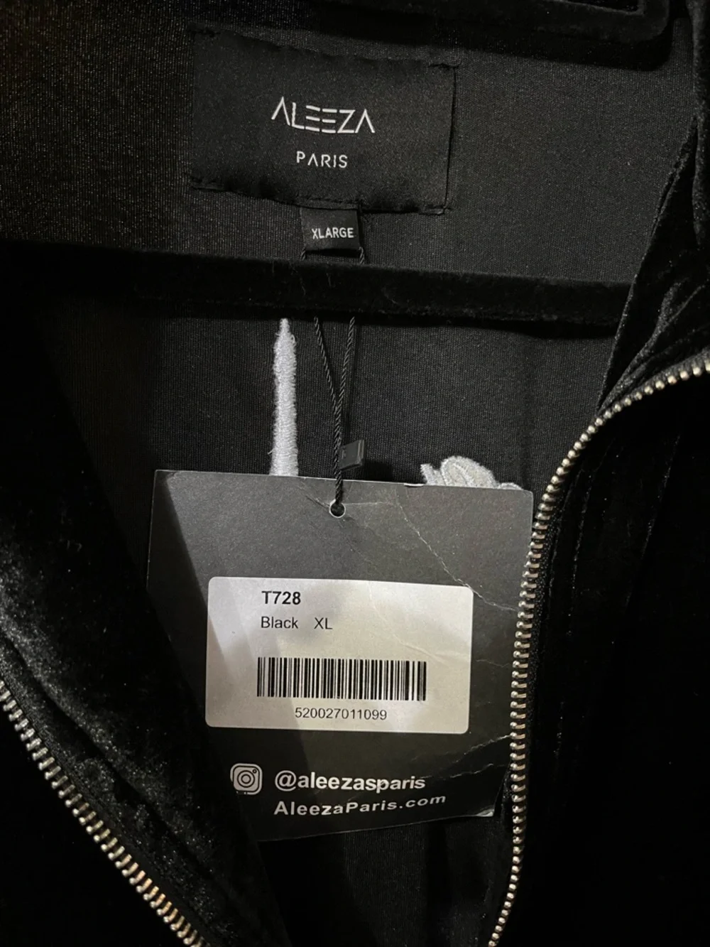 Aleeza Paris Black Suede Zip-Up Jacket – Size XL